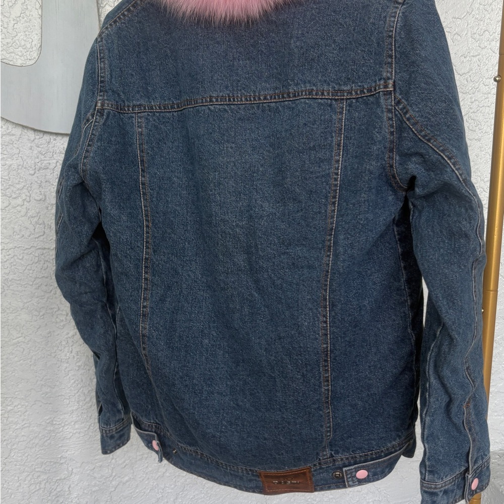 NWT DASTI Women's Sherpa Trucker Collar Jacket – Blue Denim & Pink Sherpa - Picture 9 of 11